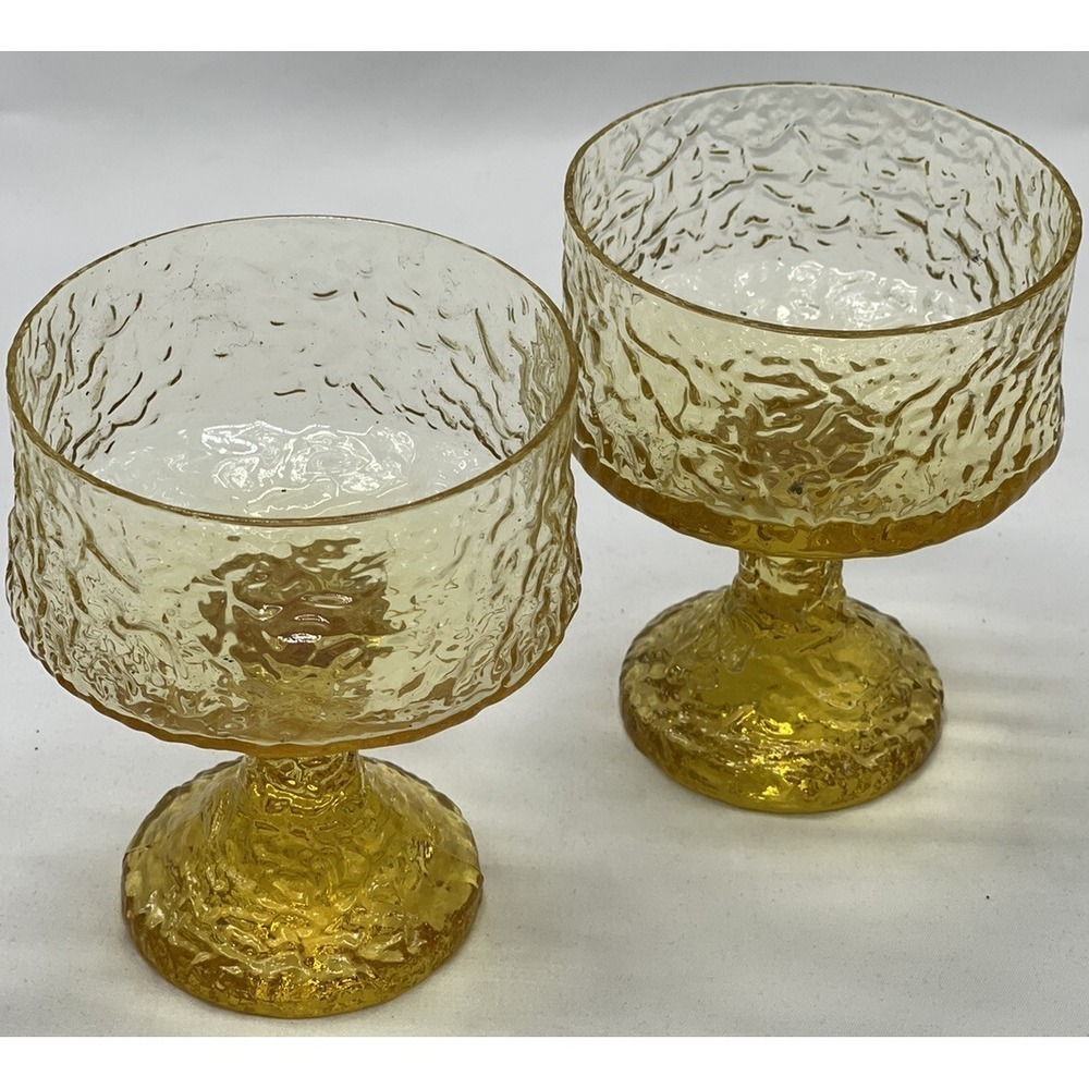 2 Vintage LENOX Hand Blown Crystal Sherbets Amber IMPROMPTU 4 7/8" Tall